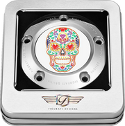 FIGURATI DESIGNS Timing Cover - 5 Hole - Sugar Skull - Mirror Polished - Stainless Steel FD30-TC-5H-SS