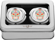 FIGURATI DESIGNS Axle Nut Cover - Front - Stainless Steel - Sugar Skull - Silver FD30-FAC-SS