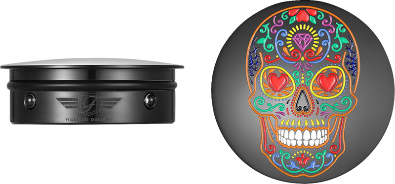 FIGURATI DESIGNS Swing Arm Covers - Sugar Skull - Black FD30-SAC-BLK
