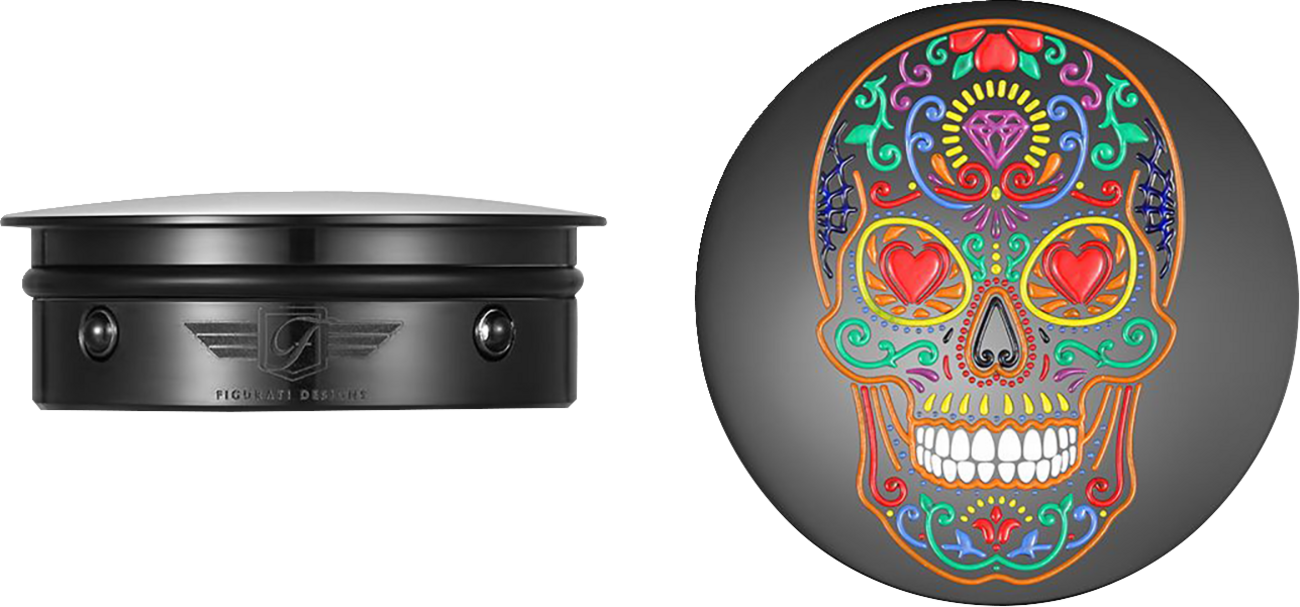 FIGURATI DESIGNS Swing Arm Covers - Sugar Skull - Black FD30-SAC-BLK