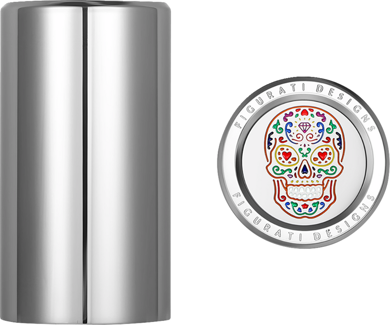 FIGURATI DESIGNS Docking Cover - Long - Mirror Polished - Sugar Skull FD30-DC-25-45-SS