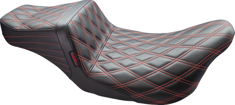 LE PERA Tailwhip Seat - Double Diamond w/ Red Thread - Black - Touring '08-'24