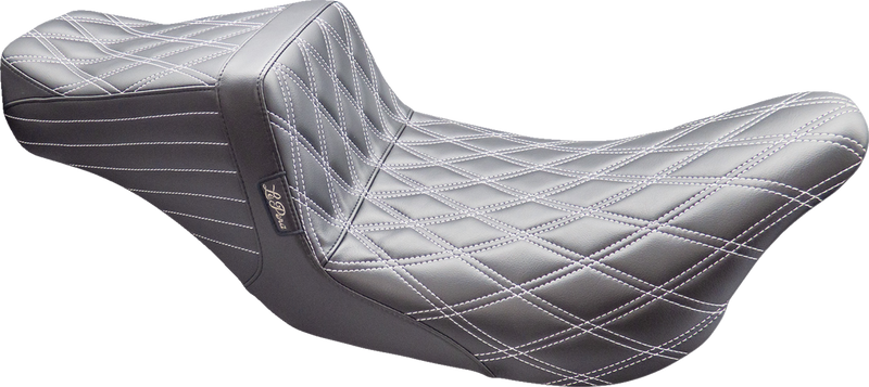 LE PERA Tailwhip Seat - Double Diamond w/ Titanium Thread - Black - Touring '08-'24