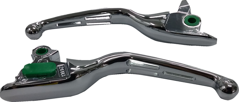 DRAG SPECIALTIES Slotted Style Wide Blade Brake / Clutch Lever Set - Chrome