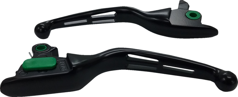 DRAG SPECIALTIES Slotted Style Wide Blade Brake / Clutch Lever Set - Black