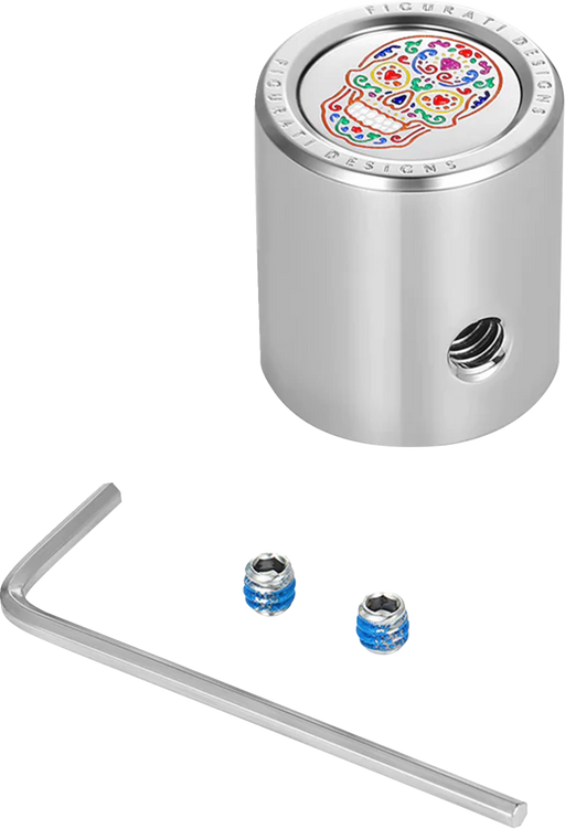 FIGURATI DESIGNS Heel-Toe Shifter Cover - Sugar Skull - Stainless Steel FD30-HTSC-SS