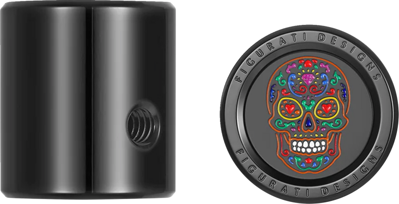 FIGURATI DESIGNS Heel-Toe Shifter Cover - Sugar Skull - Black FD30-HTSC-BLK