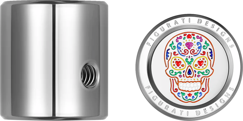FIGURATI DESIGNS Heel-Toe Shifter Cover - Sugar Skull - Stainless Steel FD30-HTSC-SS