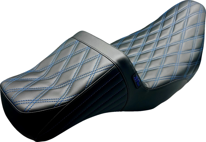 LE PERA Tailwhip Daddy Long Legs Seat - Double Diamond w/ Blue Thread - Touring '08-'24