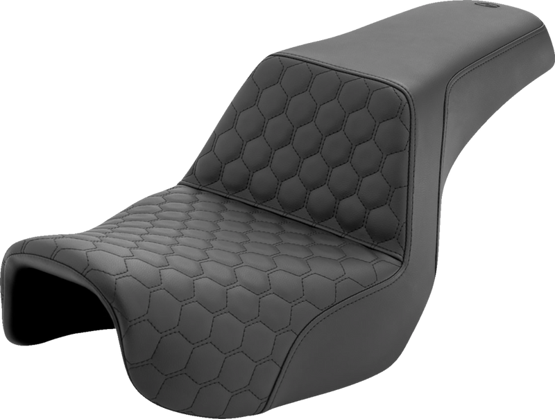 SADDLEMEN Step-Up Seat - Honeycomb - Black Stitching - Dyna '06-'17