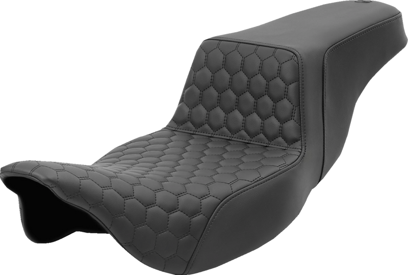 SADDLEMEN Step-Up Seat - Honeycomb - Extended Reach - Black Stitch - Touring '08-'24