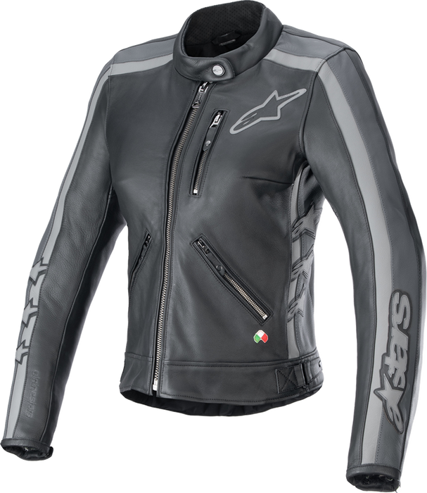ALPINESTARS Stella Dyno Leather Jacket - Black Tar Gray/Dark Gray
