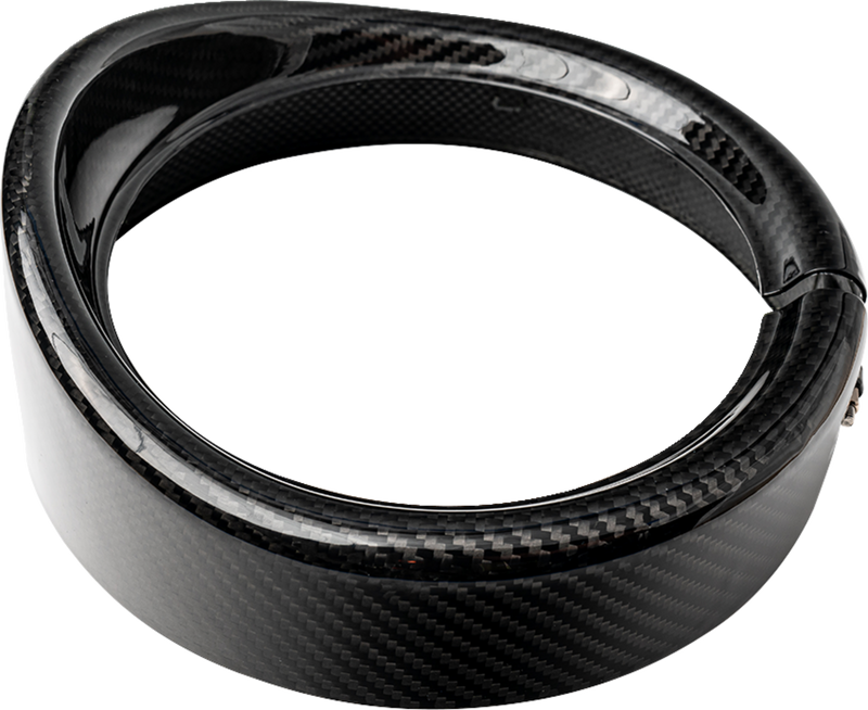 SLYFOX Carbon Fiber Headlight Trim w/ Visor - 7" - Gloss - '14-'22 FLHR