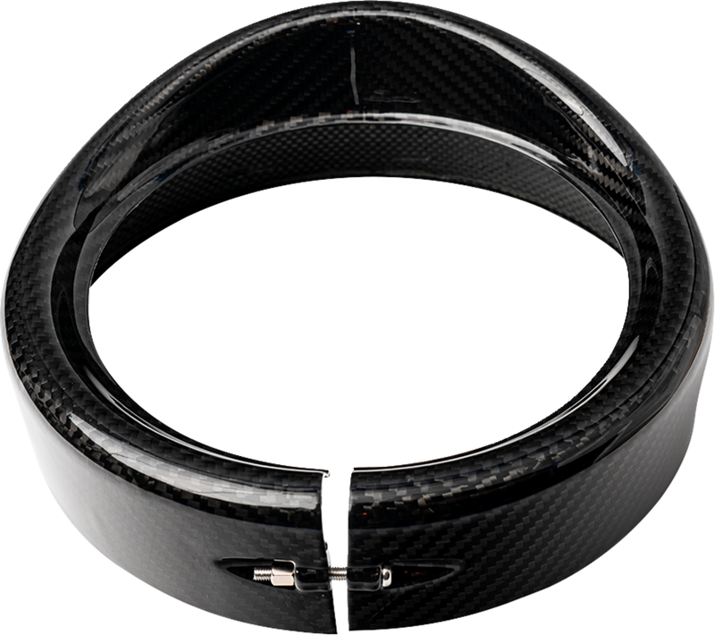 SLYFOX Carbon Fiber Headlight Trim w/ Visor - 7" - Gloss - '14-'22 FLHR