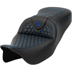 SADDLEMEN Roadsofa™ Seat - without Backrest - Honeycomb - Blue Stitch - Touring '23.5-'25
