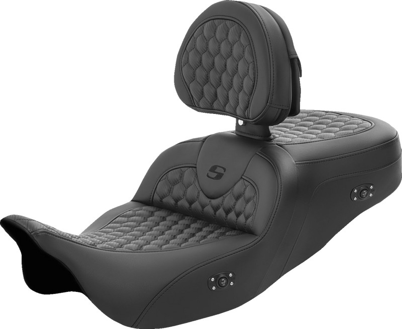 SADDLEMEN RoadSofa™ Seat - Honeycomb - with Backrest - Heated - Touring '08-'24