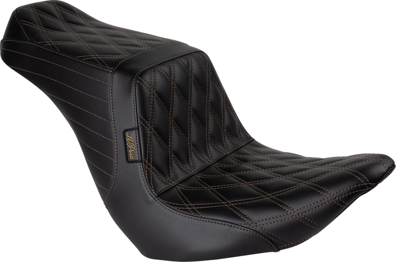 LE PERA Tailwhip Up Front Seat - Double Diamond w/ Chestnut Thread - Black - Softail '18-'24