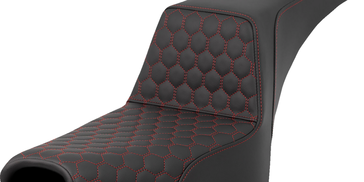 SADDLEMEN Step-Up Seat - Honeycomb - Red Stitching - FXBB/FXST '18