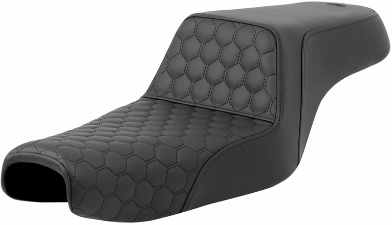 SADDLEMEN Step-Up Seat - Honeycomb - Black Stitching - 3.3 Gal Tank - Sportster '04-'22