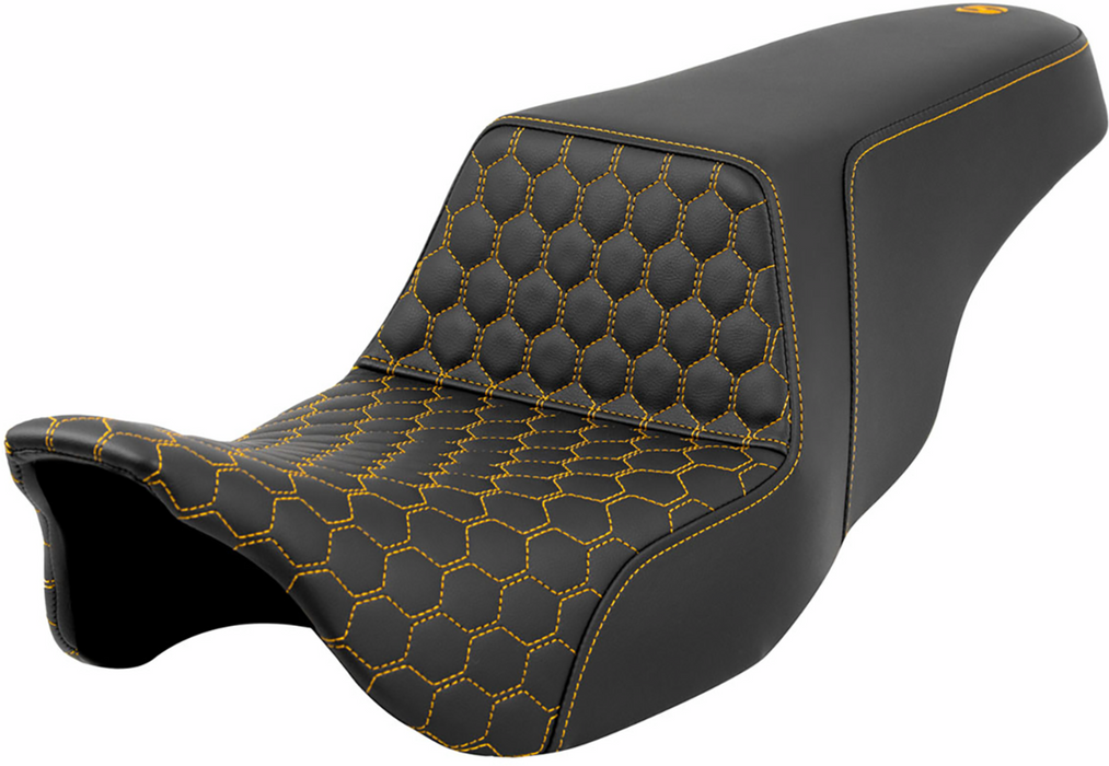 SADDLEMEN Step-Up Seat Honeycomb Gold Stitching  2008-2023 TOURING