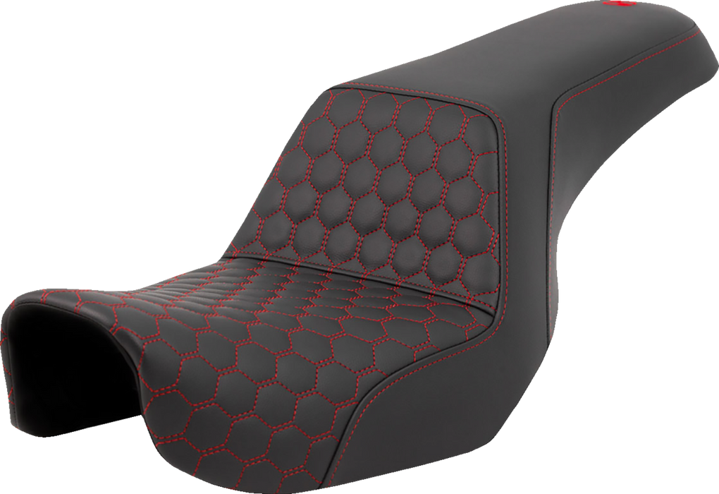 SADDLEMEN Step-Up Seat Honeycomb Red Stitching 2006-2017 Dyna