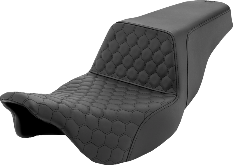 SADDLEMEN Step-Up Seat - Honeycomb - Black Stitching - Touring '08-'24