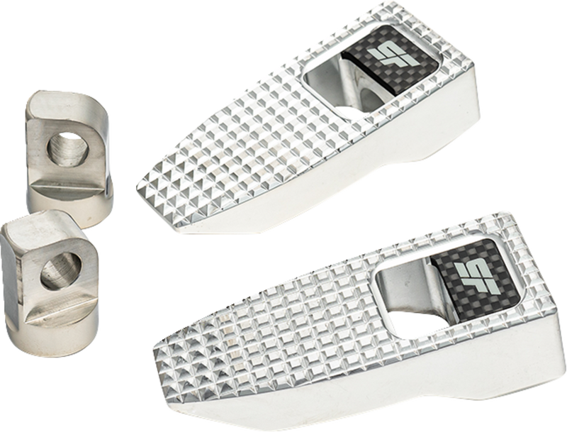 SLYFOX Speed Pegs - Silver Polished W/Carbon Fiber