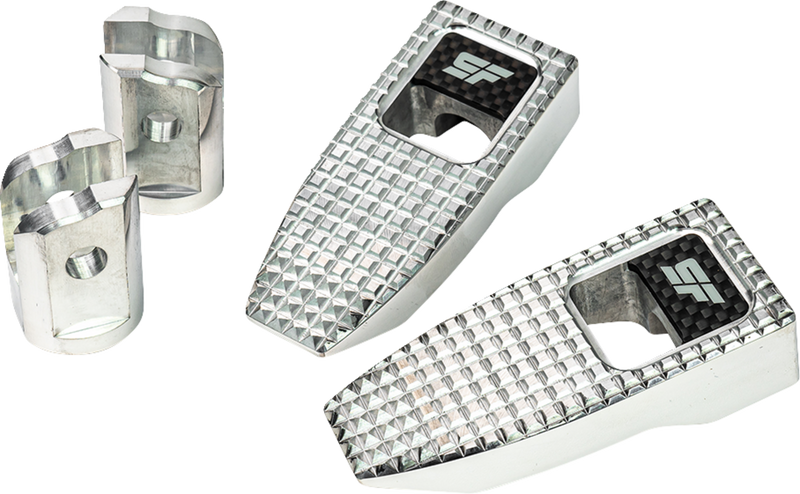 SLYFOX Speed Pegs - Silver Polished - '18-'23 SOFTAIL W/Carbon Fiber
