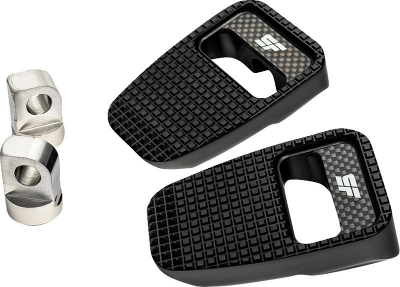 SLYFOX Footpegs - Black Anodized W/Carbon Fiber