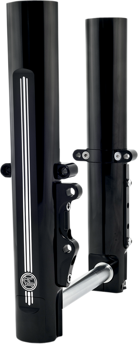 PERFORMANCE MACHINE (PM) Fork Leg Kit - Black - Lower - Single Disc - Contrast Cut - '14-'20 TOURING