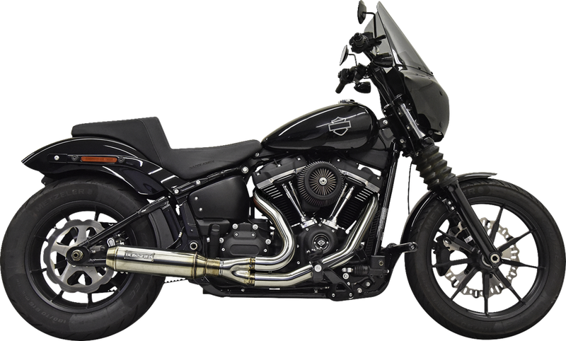 BASSANI XHAUST 2-into-1 Exhaust System with Superbike Muffler - Stainless Steel -'18-'24 SOFTAIL