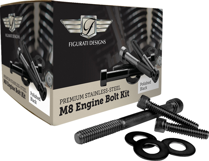 FIGURATI DESIGNS Engine Bolt Kit - Black - Stainless Steel - M8 FD100-M8 BOLT-BLK