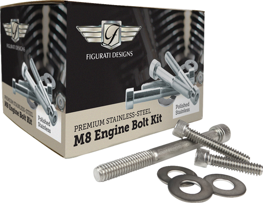 FIGURATI DESIGNS Engine Bolt Kit - Polished - Stainless Steel - M8 FD100-M8 BOLT-SS