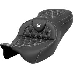 SADDLEMEN RoadSofa™ Seat - without Backrest - Lattice Stitch - White Stitch - Touring '23.5-'25