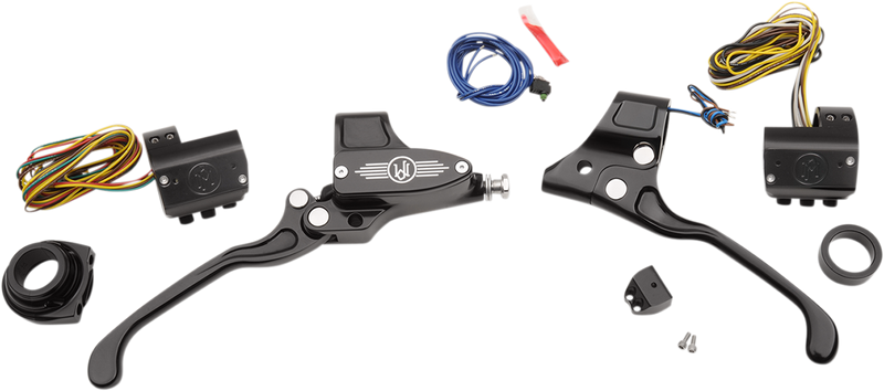 PERFORMANCE MACHINE (PM) Handlebar Control Set - Cable - 9/16" Master Cylinder - Black - '84-'13