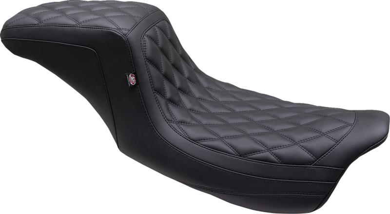 MUSTANG One Piece 2-Up Squareback Seat - Double Diamond - Black Stitch - Touring '08-'24