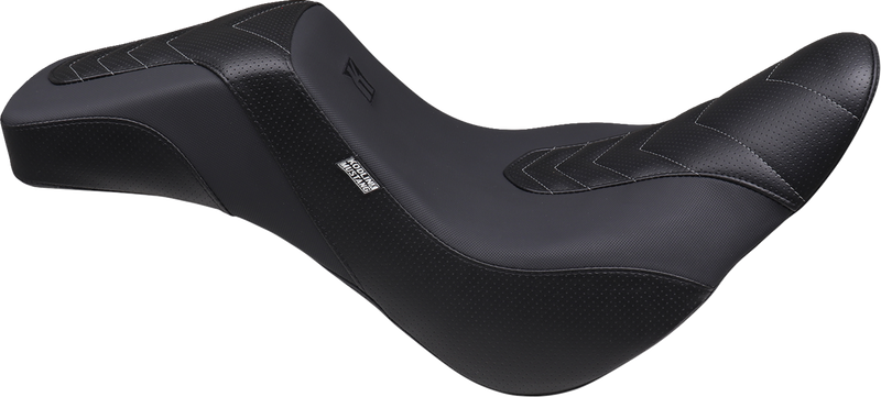 Kodlin Signature Series Seat - Gripper Vinyl - Chevron - Gunmetal Stitch - Softail '18-'25