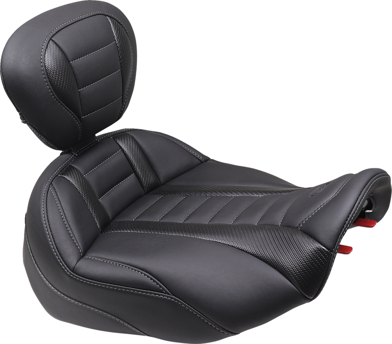 MUSTANG Deluxe Touring Solo Seat - w/ Backrest - Gunmetal Stitch - Touring '23.5-'24