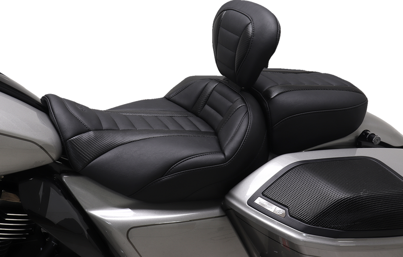 MUSTANG Deluxe Touring Solo Seat - w/ Backrest - Black Stitch - Touring '23.5-'24