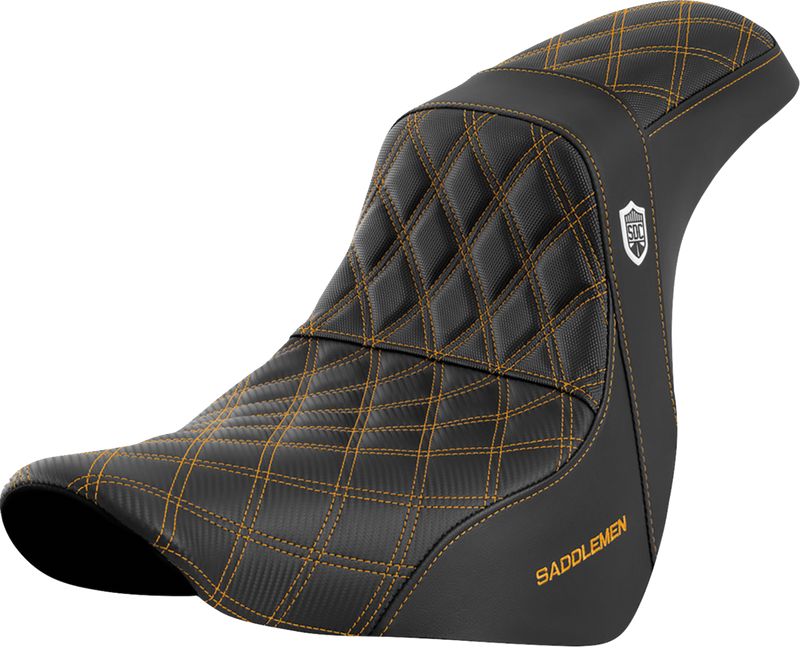 SADDLEMEN Pro Series SDC Performance Seat - w/o Backrest - Gold Stitch - Softail '18-'20