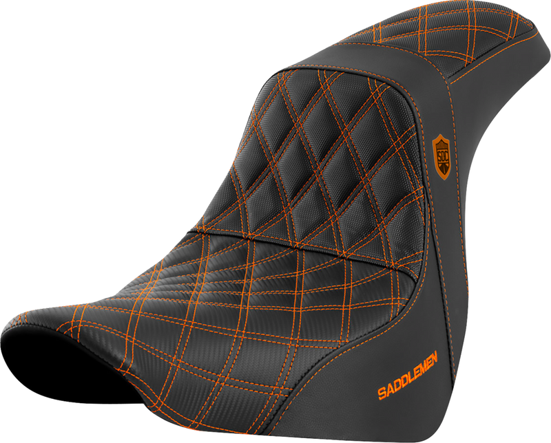 SADDLEMEN Pro Series SDC Performance Seat - w/o Backrest - Orange Stitch - Softail '18-'20
