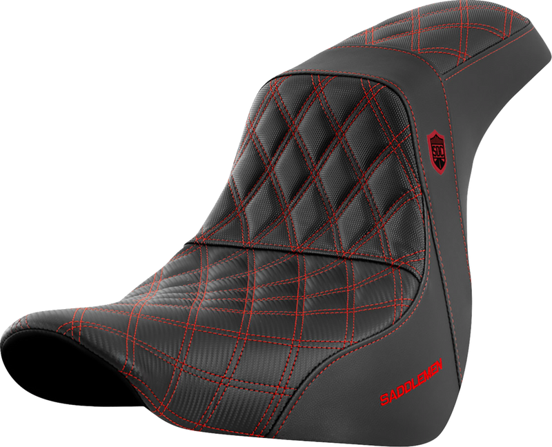 SADDLEMEN Pro Series SDC Performance Seat - w/o Backrest - Red Stitch - Softail '18-'20