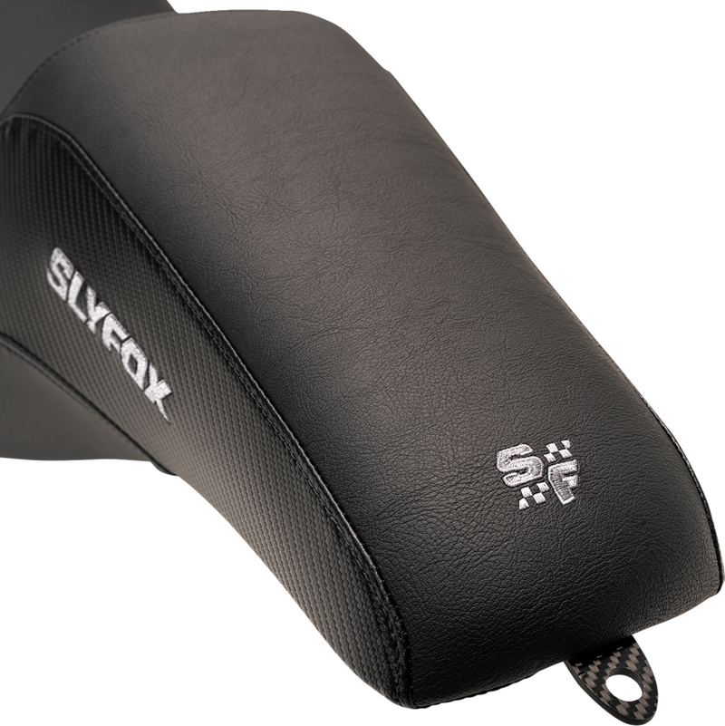 SLYFOX Drifter Seat - Gray Logo - Smooth Vinyl - Carbon Fiber - FL '08-'23 0801-1615
