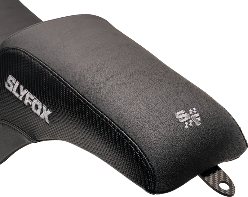 SLYFOX Lowrider Drifter Seat - Gray Logo - Smooth Vinyl - Carbon Fiber - FXLR/FLSB '18-'24 0802-1590