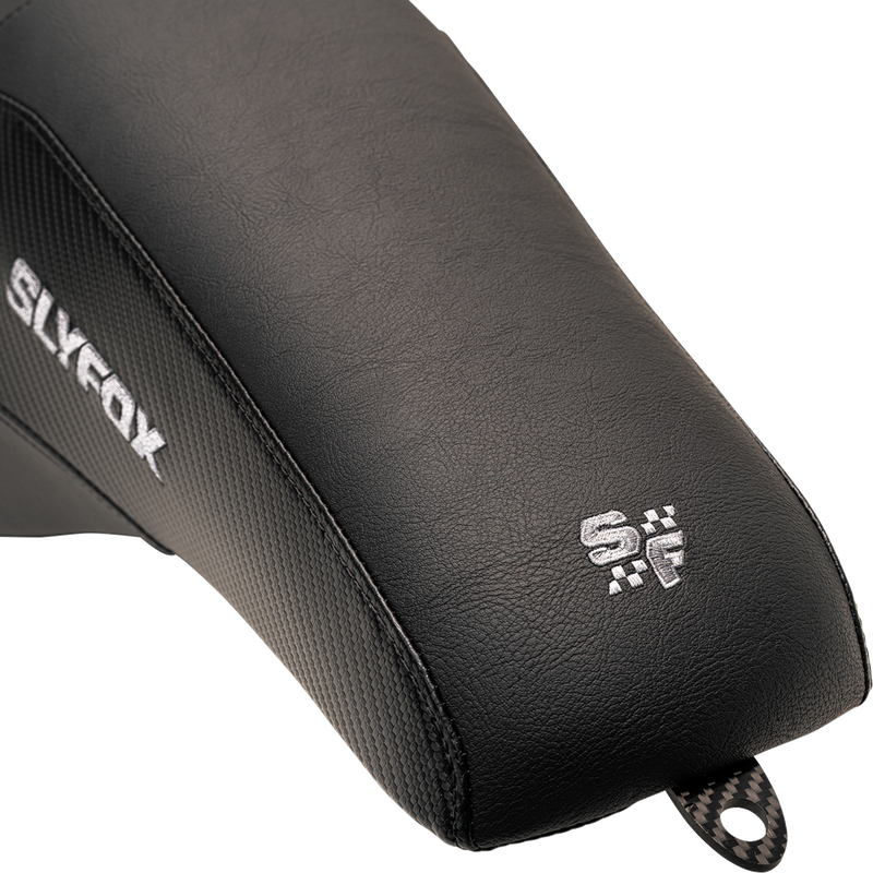 SLYFOX Drifter Seat - Gray Logo - Smooth Vinyl - Carbon Fiber - FL '97-'07 0801-1613