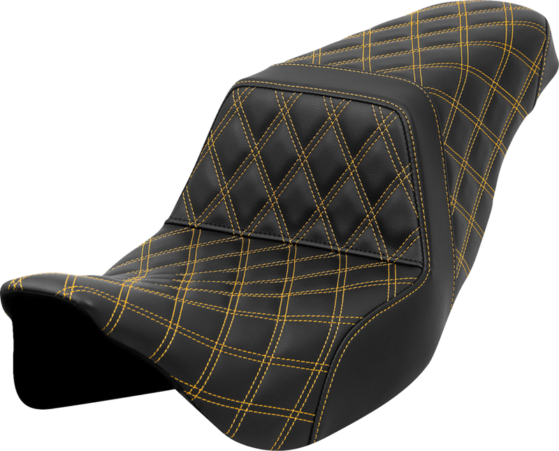 SADDLEMEN Step-Up Seat - Lattice Stitch - Gold Stitch - Touring '08-'24
