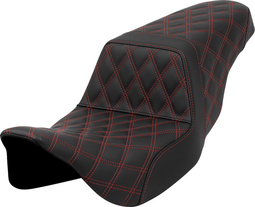 SADDLEMEN Step-Up Seat - Lattice Stitch - Red Stitch - FLH/FLT '08-'23 808-07B-17504