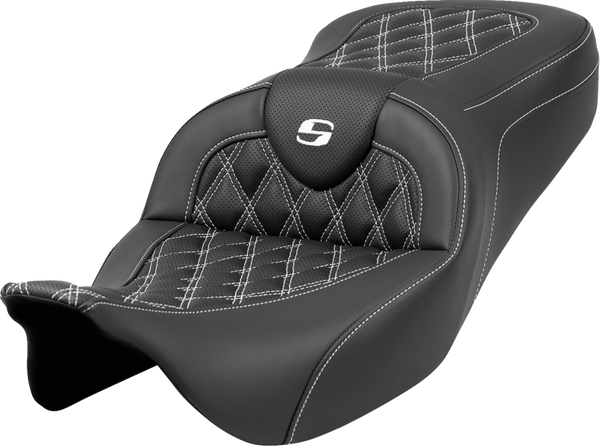 SADDLEMEN Roadsofa Seat - Lattice Stitch - White Stitch