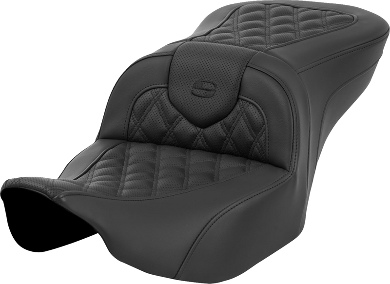 SADDLEMEN Roadsofa™ Seat - without Backrest - Lattice Stitch - Black - Touring '23.5-'25