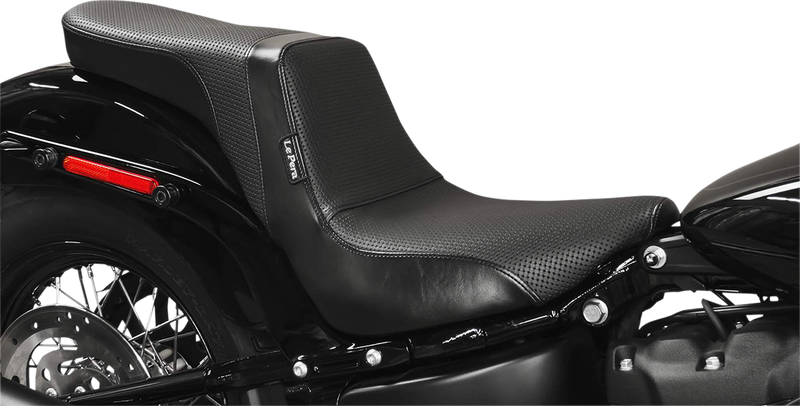 LE PERA Daytona 2-Up Seat - Without Backrest - Basketweave - Black - Softail '18-'23